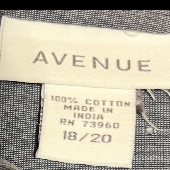 💥Avenue Women Gray Sequin Pattern Button Front Shirt Blouse Top Cotton SZ 18 20 - Picture 3 of 7